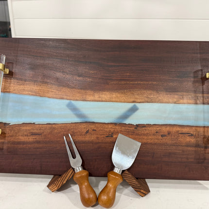 Walnut Resin River Serving Board Handcrafted, Food-Safe finish