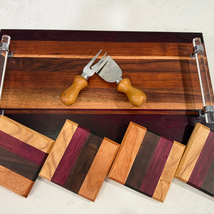 Face‑Grain Hardwood Board + Coaster Set