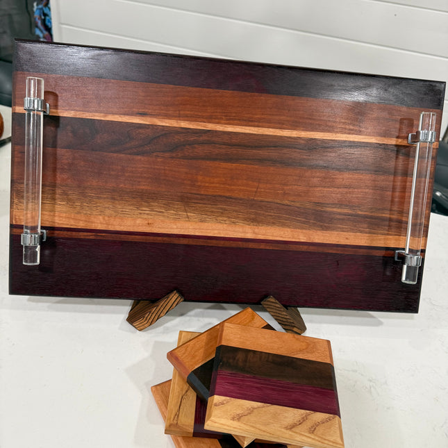 Face‑Grain Hardwood Board + Coaster Set